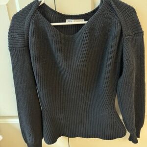 Zara navy boat neck sweater